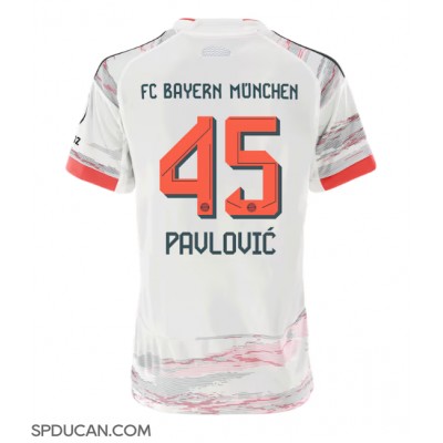 Zenski Nogometni Dres Bayern Munich Aleksandar Pavlovic #45 Gostujuci 2025-26 Kratak Rukav Zenski Nogometni Dres Bayern Munich Aleksandar Pavlovic #45 Gostujuci 2025-26 Kratak Rukav